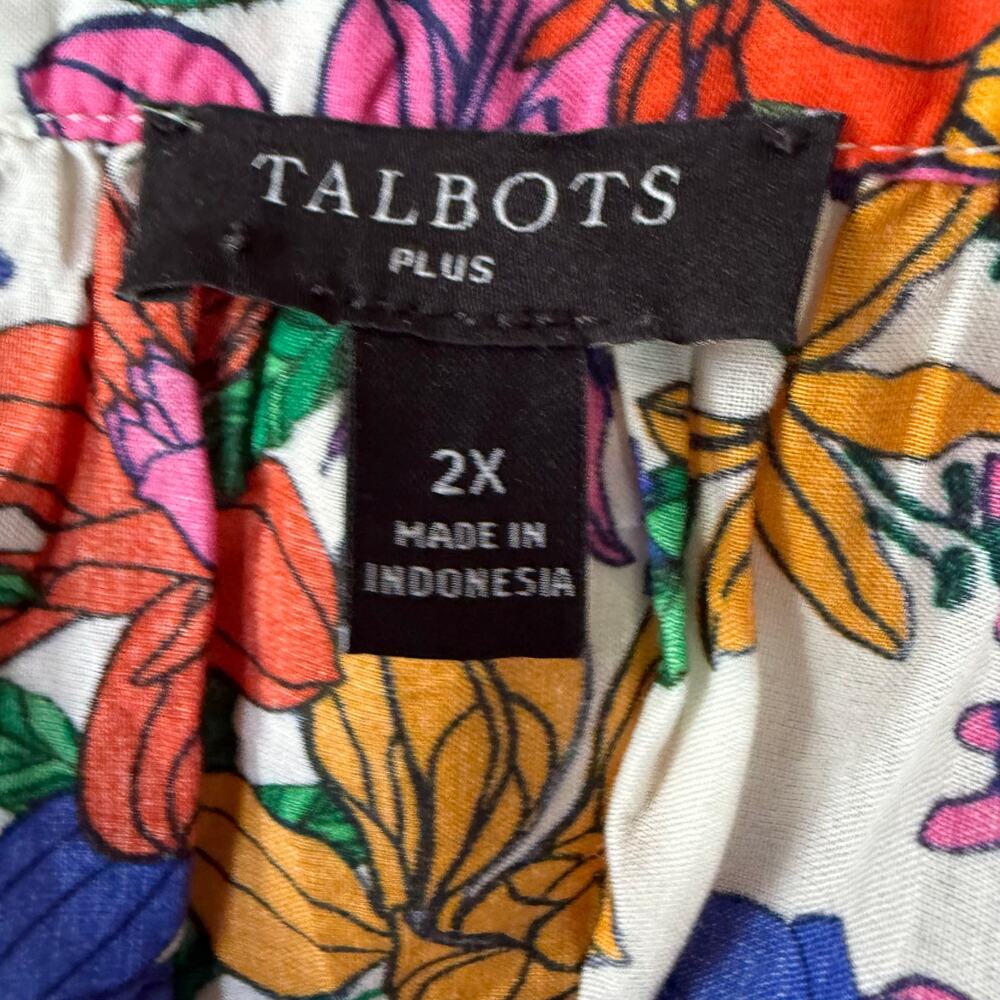 Talbots Floral white multicolored floral Boho Blouse Size 2X - Picture 2 of 9